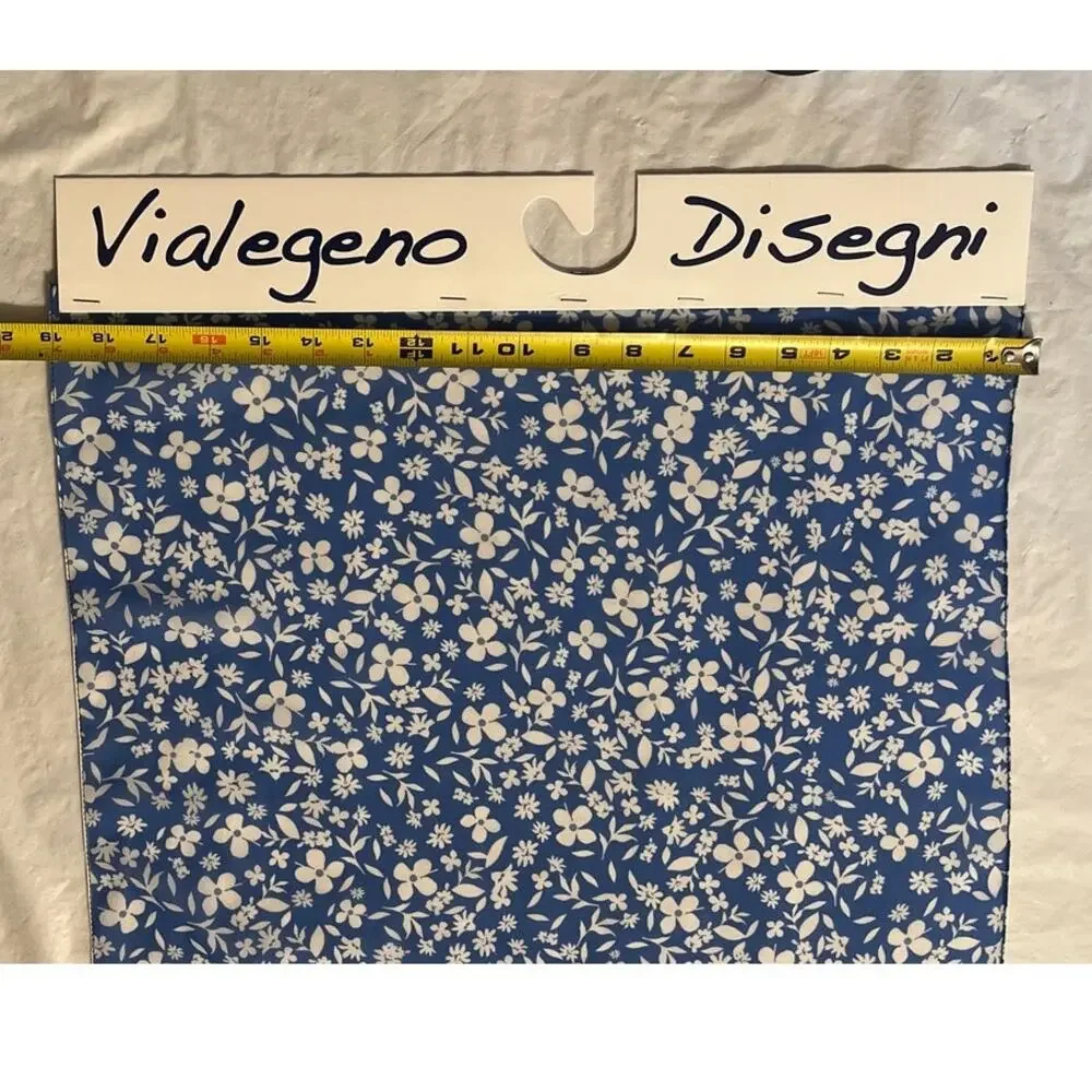 One of a Kind Silk Scarf Manufacture Sample Blue Flowers - Vialegeno Disegni